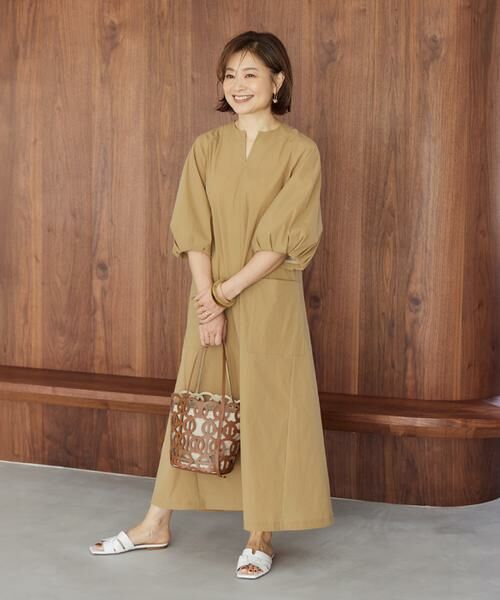 INED / イネド ミニ丈・ひざ丈ワンピース | 《三尋木奈保コラボ》ランタンスリーブワンピース | 詳細3