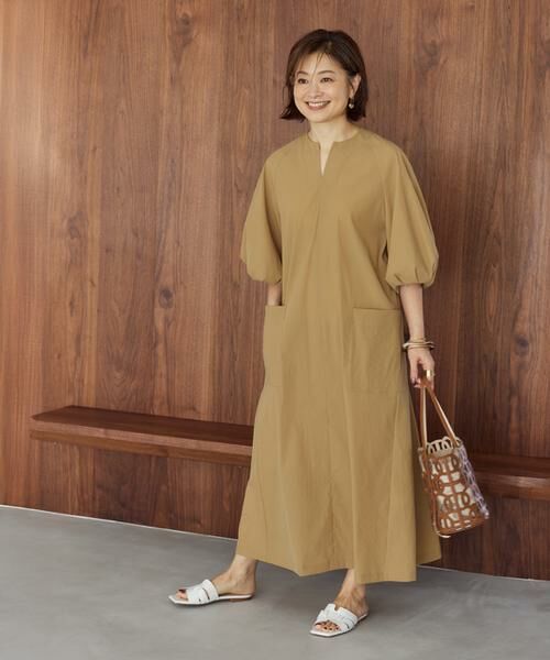 INED / イネド ミニ丈・ひざ丈ワンピース | 《大きいサイズ》ランタンスリーブワンピース《三尋木奈保コラボ》 | 詳細2