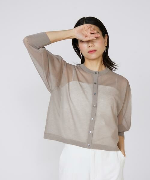 INED / イネド カーディガン・ボレロ | 《大きいサイズ》シアーニットカーディガン | 詳細13