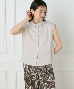 INED / イネド シャツ・ブラウス | 《大きいサイズ》リネンフレンチスリーブシャツブラウス