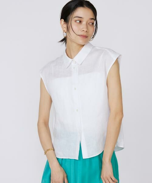 INED/イネド 《大きいサイズ》リネンフレンチスリーブシャツブラウス オフホワイト1 13 INED/イネド 《大きいサイズ》リネンフレンチスリーブシャツブラウス オフホワイト1 13