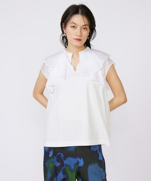 INED / イネド Tシャツ | ラッフルカラードッキングプルオーバー | 詳細12