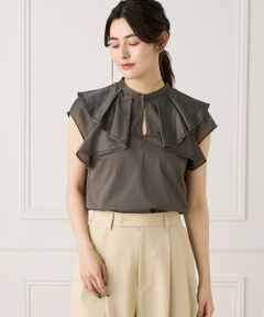 INED / イネド Tシャツ | 《大きいサイズ》ラッフルカラードッキングプルオーバー