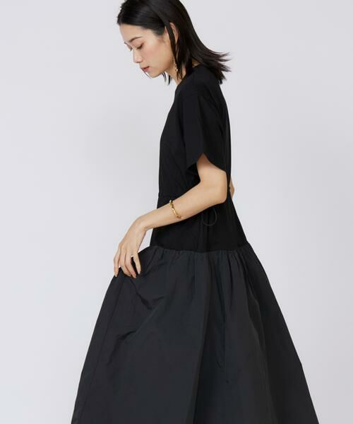 INED / イネド ミニ丈・ひざ丈ワンピース | 《大きいサイズ》ドッキングワンピース(ブラック)