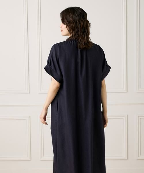 INED / イネド ミニ丈・ひざ丈ワンピース | 麻見えスタンドカラーワンピース | 詳細6
