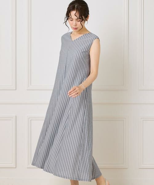 INED / イネド ミニ丈・ひざ丈ワンピース | ストライプフレアカットワンピース | 詳細5