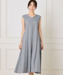 INED / イネド ミニ丈・ひざ丈ワンピース | 《大きいサイズ》ストライプフレアカットワンピース