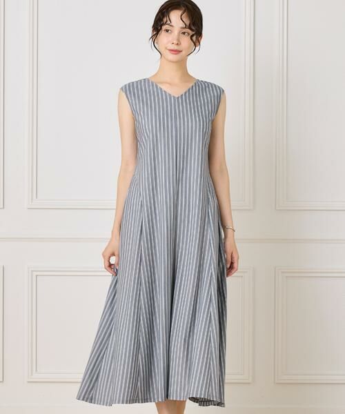 INED / イネド ミニ丈・ひざ丈ワンピース | 《大きいサイズ》ストライプフレアカットワンピース | 詳細1