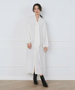 INED / イネド ロング・マキシ丈ワンピース | 《大きいサイズ》リボンタイバックプリーツドレス《la veille by SUPERIOR CLOSET》