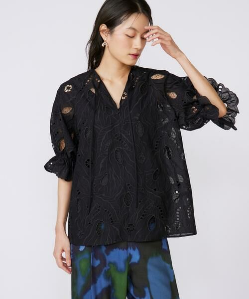 INED/イネド 《大きいサイズ》レースブラウス《la veille by SUPERIOR CLOSET》 ブラック 13