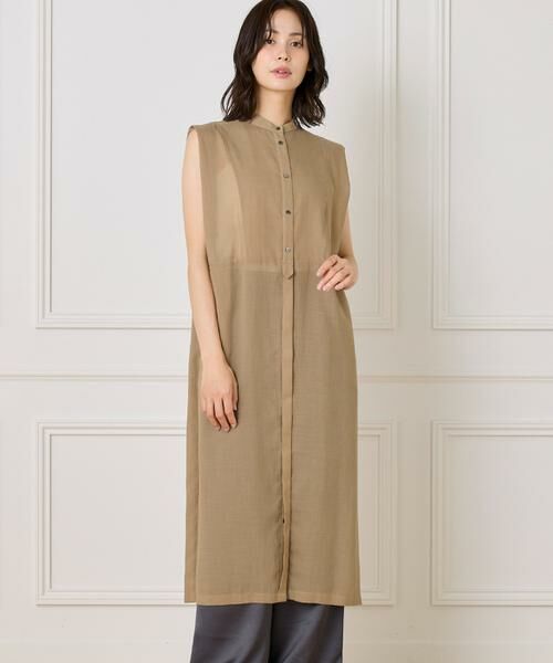 INED / イネド ミニ丈・ひざ丈ワンピース | ボザムデザインノースリーブシャツドレス | 詳細1