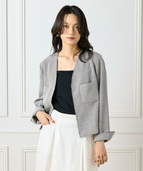 INED / イネド ノーカラージャケット | カラミジャケット(グレー1)