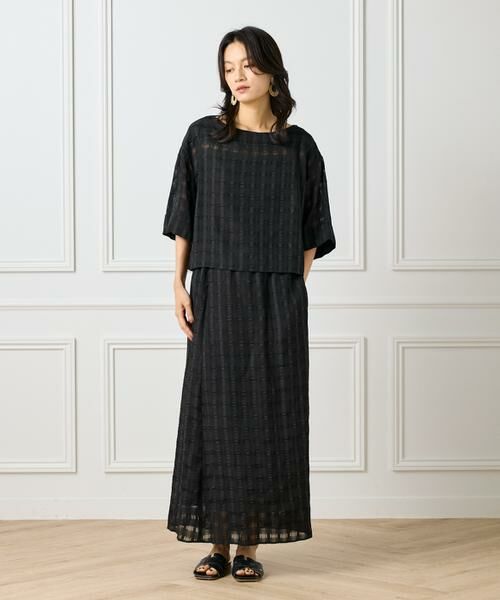 INED / イネド ミニ・ひざ丈スカート | 《大きいサイズ》シアーチェックバイアススカート | 詳細2