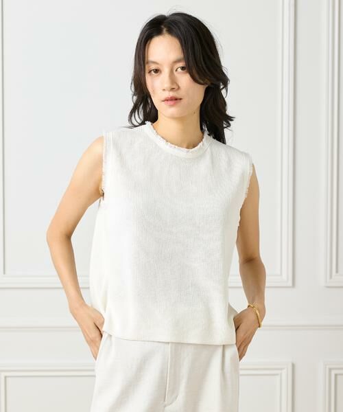 INED / イネド ベスト | ミニフリンジ付きノースリブニット | 詳細1