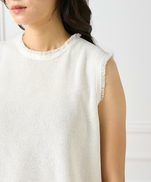 INED / イネド ベスト | ミニフリンジ付きノースリブニット | 詳細10