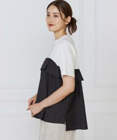 INED / イネド Tシャツ | ビスチェ風コンビ ジャージー トップス