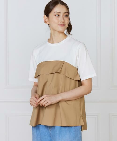 INED / イネド Tシャツ | ビスチェ風コンビ ジャージー トップス | 詳細1