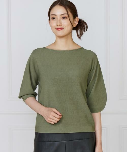 INED / イネド ニット・セーター | 《大きいサイズ》ボートネックパフスリーブニット《Cuoo》 | 詳細1