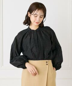 INED / イネド シャツ・ブラウス | 《大きいサイズ》ラメドットギャザーブラウス