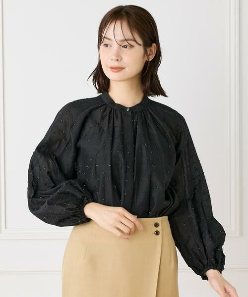 INED / イネド シャツ・ブラウス | 《大きいサイズ》ラメドットギャザーブラウス | 詳細10