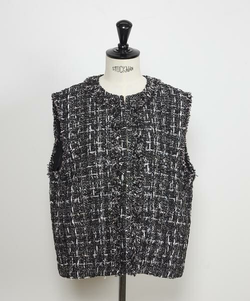 INED / イネド その他アウター | ツイードジレ《TOURNIER/トゥルニエ》（ブラック）