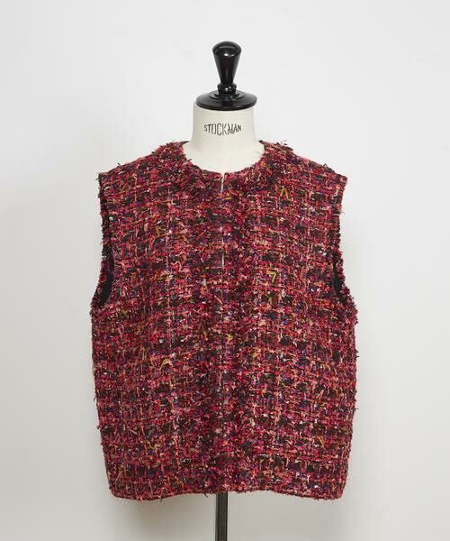 INED / イネド その他アウター | ツイードジレ《TOURNIER/トゥルニエ》（レッド）