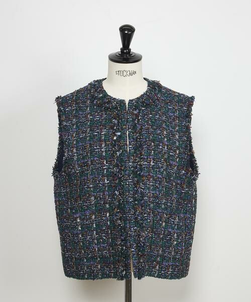 INED / イネド その他アウター | ツイードジレ《TOURNIER/トゥルニエ》（グリーン）