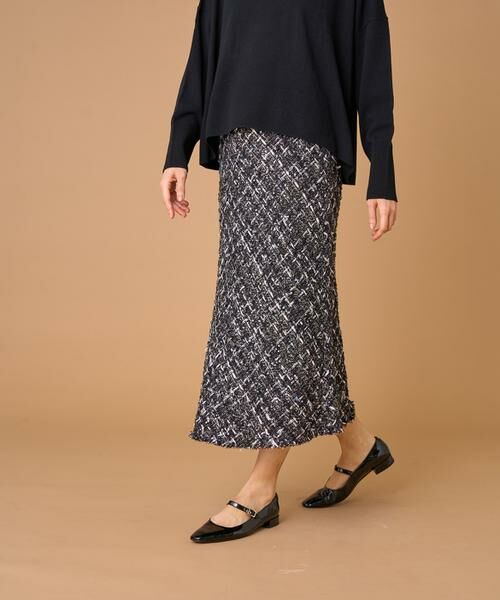 INED / イネド ロング・マキシ丈スカート | ツイードスカート《TOURNIER/トゥルニエ》（グリーン）