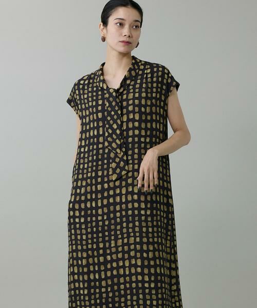 INED / イネド ミニ丈・ひざ丈ワンピース | デフォルメチェックボウタイワンピース　 | 詳細1