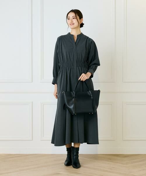 INED / イネド ミニ丈・ひざ丈ワンピース | 《大きいサイズ》バンドカラーワンピース | 詳細2