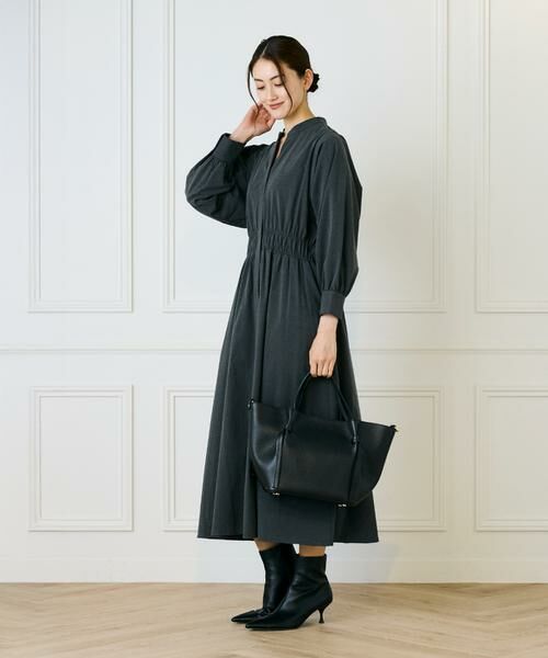 INED / イネド ミニ丈・ひざ丈ワンピース | 《大きいサイズ》バンドカラーワンピース | 詳細3