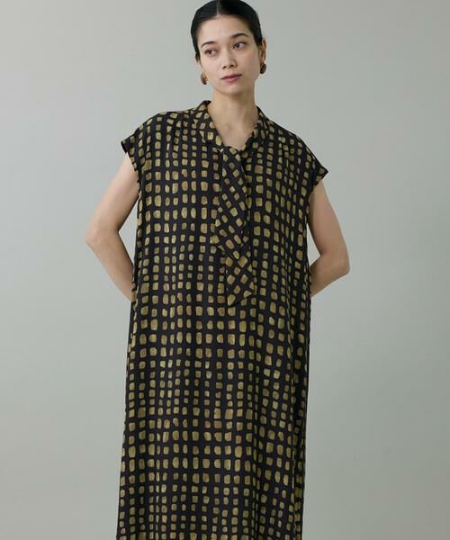 INED / イネド ミニ丈・ひざ丈ワンピース | 《大きいサイズ》デフォルメチェックボウタイワンピース　 | 詳細6