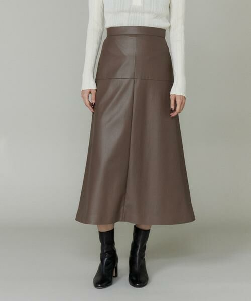 INED / イネド ロング・マキシ丈スカート | フェイクレザートラペーズスカート | 詳細1