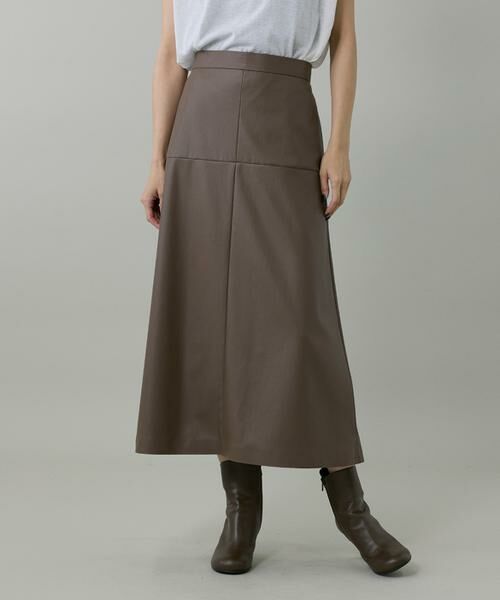 INED / イネド ロング・マキシ丈スカート | フェイクレザートラペーズスカート | 詳細12