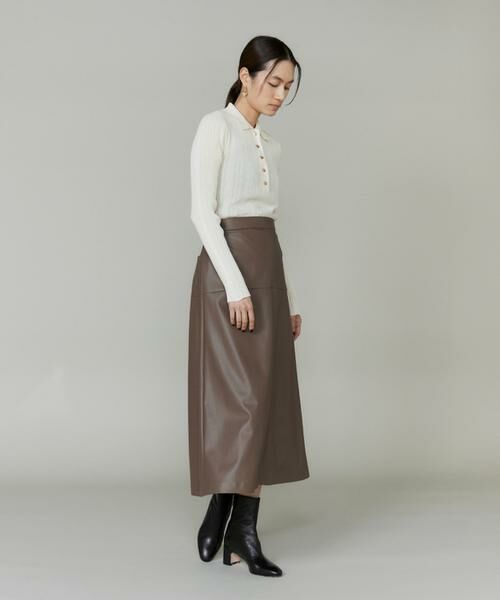 INED / イネド ロング・マキシ丈スカート | フェイクレザートラペーズスカート | 詳細3