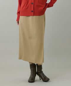 INED / イネド ミニ・ひざ丈スカート | 《大きいサイズ》ライトカルゼ ラップ風タイトスカート