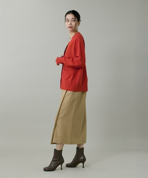 INED / イネド ミニ・ひざ丈スカート | 《大きいサイズ》ライトカルゼ ラップ風タイトスカート | 詳細10