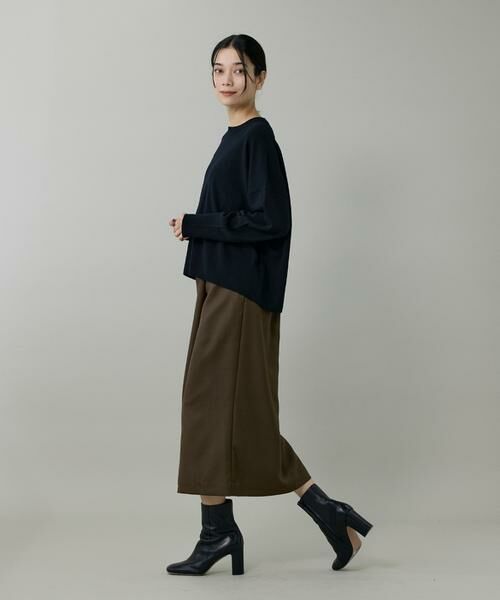 INED / イネド ミニ・ひざ丈スカート | 《大きいサイズ》ライトカルゼ ラップ風タイトスカート | 詳細2
