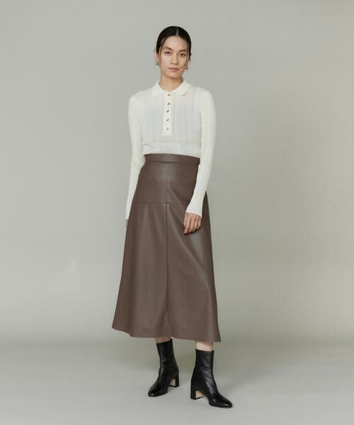 INED / イネド ミニ・ひざ丈スカート | 《大きいサイズ》フェイクレザートラペーズスカート | 詳細2