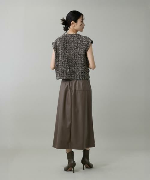 INED / イネド ミニ・ひざ丈スカート | 《大きいサイズ》フェイクレザートラペーズスカート | 詳細5