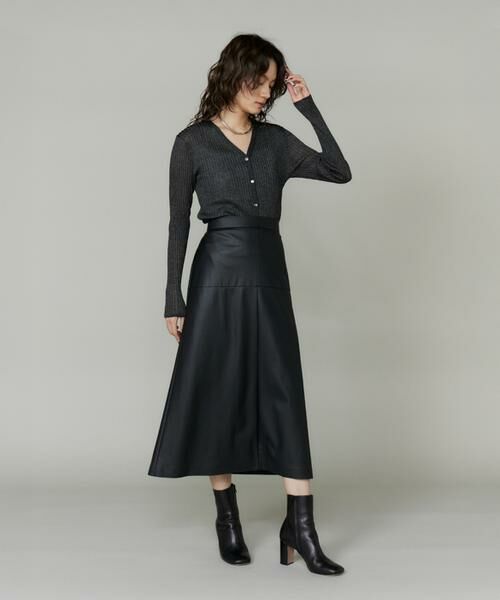 INED / イネド ミニ・ひざ丈スカート | 《大きいサイズ》フェイクレザートラペーズスカート | 詳細9