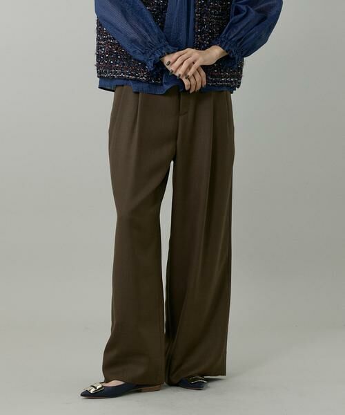 INED / イネド その他パンツ | ライトカルゼ ベルテッドワイドパンツ(ブラウン)