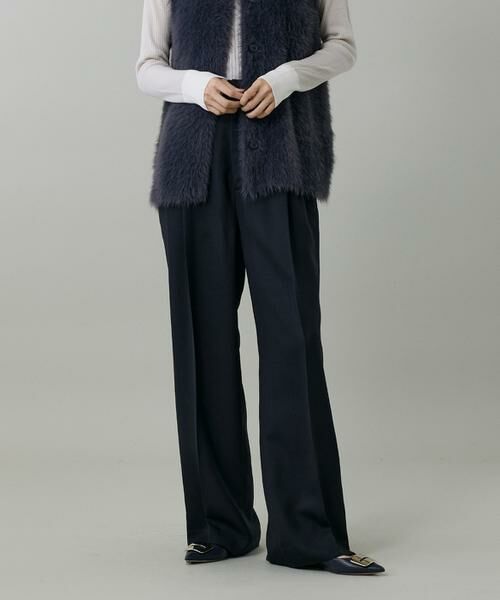 INED / イネド その他パンツ | 《大きいサイズ》ライトカルゼ ツータックワイドパンツ(ブラック)