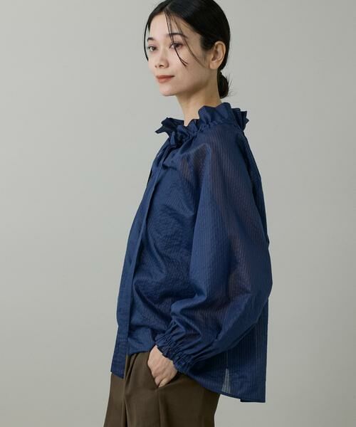 INED / イネド シャツ・ブラウス | シャドーボーダーフリルボウタイブラウス | 詳細13