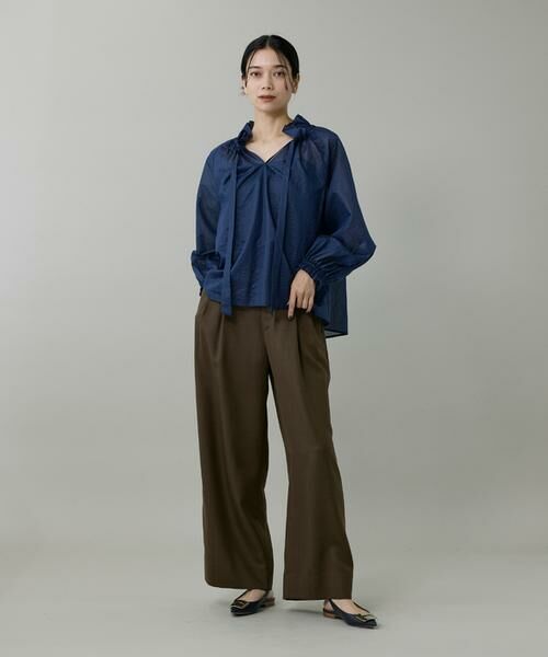 INED / イネド シャツ・ブラウス | シャドーボーダーフリルボウタイブラウス | 詳細2
