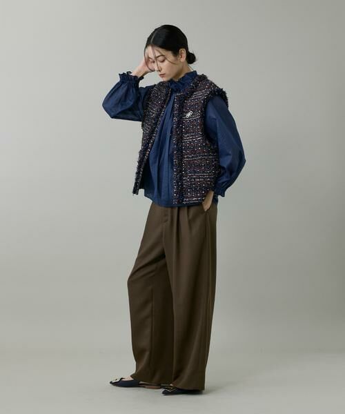 INED / イネド シャツ・ブラウス | シャドーボーダーフリルボウタイブラウス | 詳細5