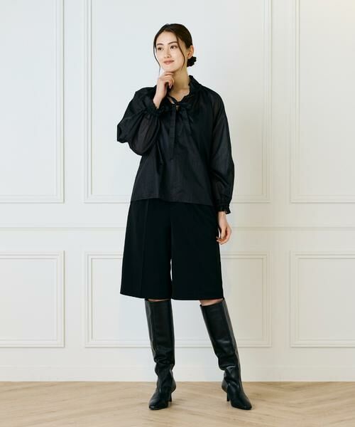 INED / イネド シャツ・ブラウス | シャドーボーダーフリルボウタイブラウス | 詳細9