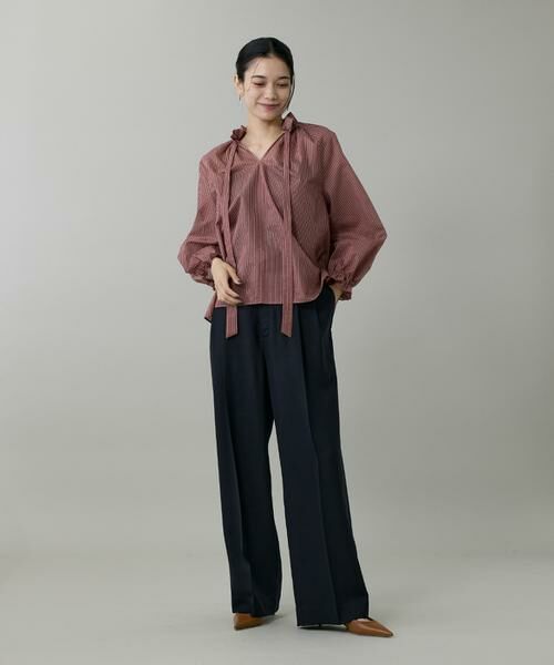 INED / イネド シャツ・ブラウス | 《大きいサイズ》シャドーボーダーフリルボウタイブラウス | 詳細7