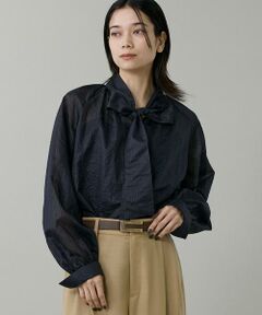 INED / イネド シャツ・ブラウス | 《大きいサイズ》シャドーボーダーボウタイブラウス