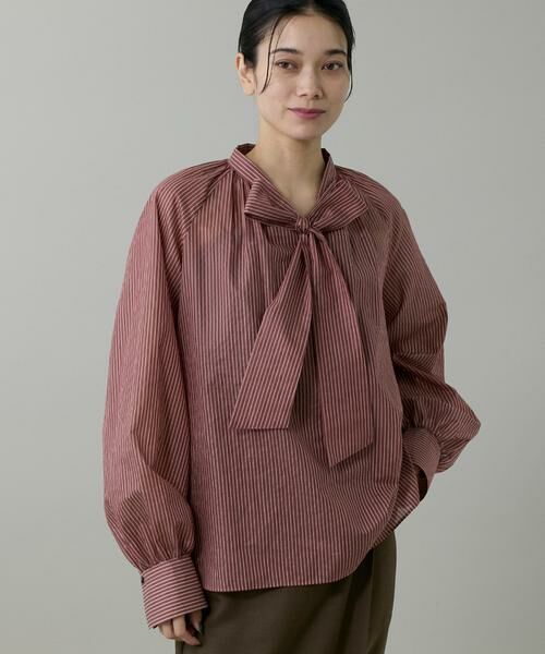 INED / イネド シャツ・ブラウス | 《大きいサイズ》シャドーボーダーボウタイブラウス | 詳細13